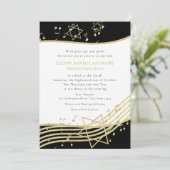 Bar Mitzvah Einladung für Black and Gold Music (Stehend Vorderseite)