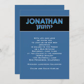 Bar Mitzvah Einladung Jonathan Hebrew Blue (Vorne/Hinten)