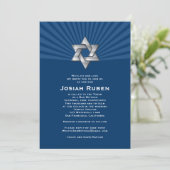 Bar Mitzvah Einladung Josiah Silver Jewish Star (Stehend Vorderseite)