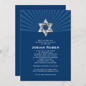 Bar Mitzvah Einladung Josiah Silver Jewish Star (Vorne/Hinten)