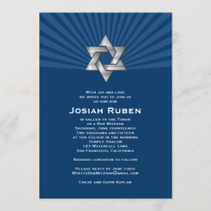 Bar Mitzvah Einladung Josiah Silver Jewish Star