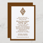 Bar Mitzvah Einladung Monogramm Hebräisch Brown (Vorne/Hinten)