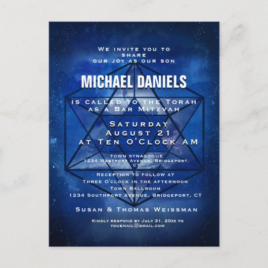 Bar Mitzvah Einladung Postkarte (Vorderseite)