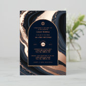Bar Mitzvah Einladung Real Foil Agate Gold Blue (Stehend vorne)