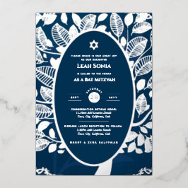 Bar Mitzvah Einladung REAL FOIL Tree of Life Gold