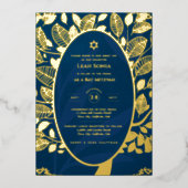 Bar Mitzvah Einladung REAL FOIL Tree of Life Gold (Vorderseite)