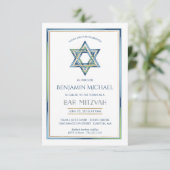 Bar Mitzvah Einladung - Stern von David mit Gold (Stehend Vorderseite)