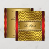 Bar Mitzvah Einladung von Gold und Red Art Deco (Vorne/Hinten)