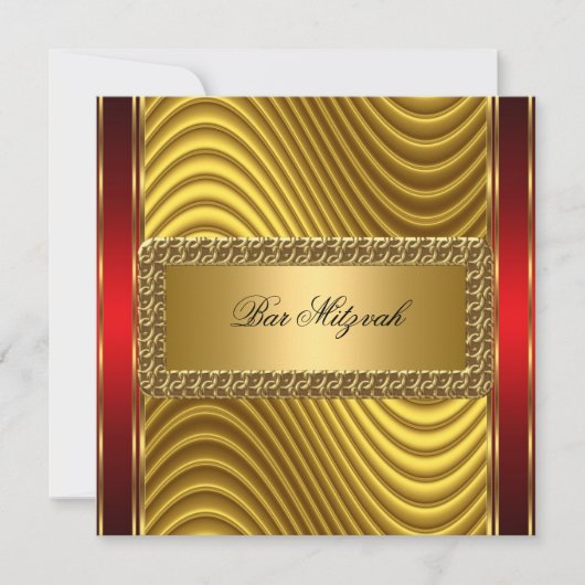 Bar Mitzvah Einladung von Gold und Red Art Deco (Vorderseite)