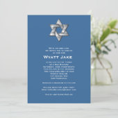 Bar Mitzvah Einladung Wyatt Jewish Star Blue (Stehend Vorderseite)