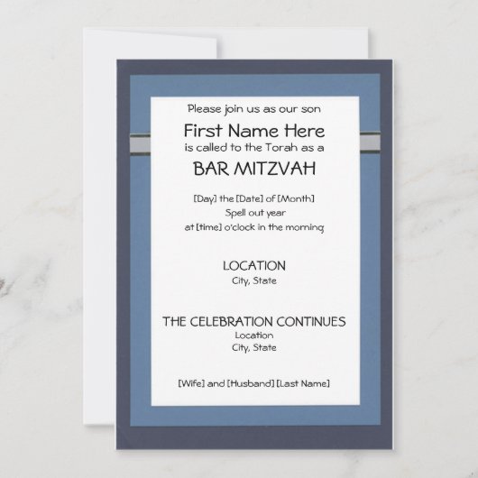 Bar Mitzvah Einladungen (Vorderseite)