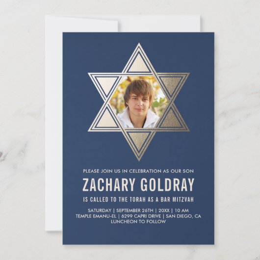 Bar Mitzvah Einladungen| Imitats Gold Foil Star Einladung (Vorderseite)