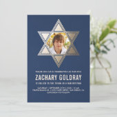 Bar Mitzvah Einladungen| Imitats Gold Foil Star Einladung (Stehend Vorderseite)