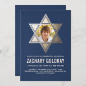 Bar Mitzvah Einladungen| Imitats Gold Foil Star Einladung (Vorne/Hinten)