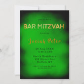 Bar Mitzvah Einladungen zu Schwarz-Grün-Rauch (Vorderseite)