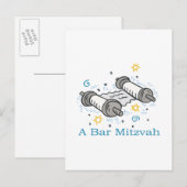 Bar Mitzvah Einladungspostkarte (Vorne/Hinten)