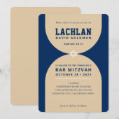BAR MITZVAH Einzigartiger, moderner Marinesand Einladung (Vorne/Hinten)