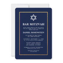 Bar Mitzvah Elegante Einladung Blau und Gold