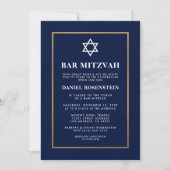 Bar Mitzvah Elegante Einladung Blue Gold (Vorderseite)
