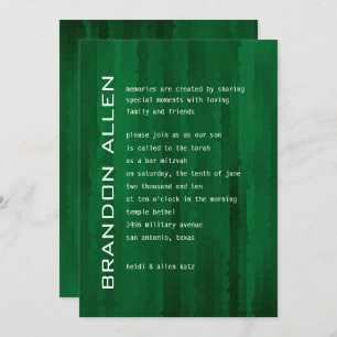 Bar Mitzvah Emerald Green Techno Streaks Einladung