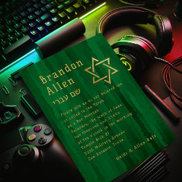 Bar Mitzvah Emerald Green Techno Streaks Einladung