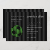 Bar Mitzvah Emerald Green und Black Soccer Ball Einladung (Vorne/Hinten)