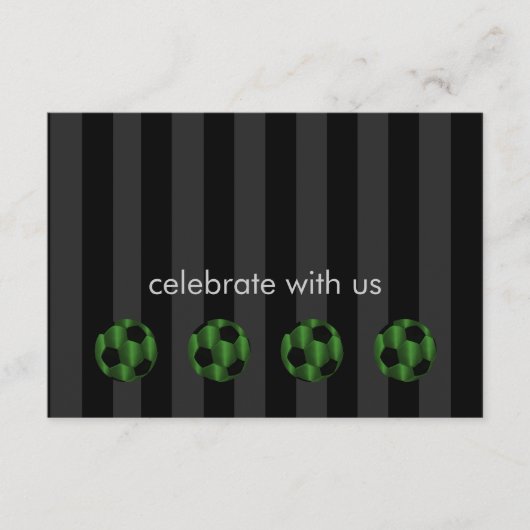 Bar Mitzvah Emerald Green und Black Soccer Ball Einladung (Vorderseite)
