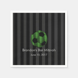 Bar Mitzvah Emerald Green und Black Soccer Ball Serviette