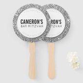 BAR MITZVAH FAN selfie classy glam silver glitter Fächer (Vorne und Hinten)