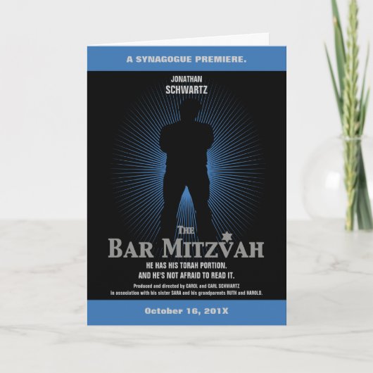 Bar Mitzvah Filmstar-gefaltete Einladung (Vorderseite)