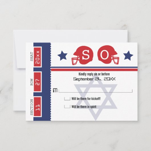 Bar Mitzvah Football Ticket UAWG RSVP Karte (Vorderseite)