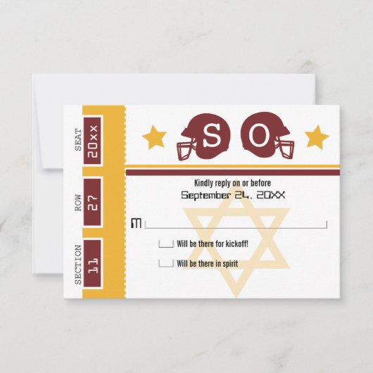 Bar Mitzvah Football Ticket UAWG RSVP Karte (Vorderseite)