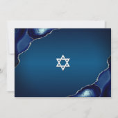 Bar Mitzvah Foto Blue Galaxy Watercolor Agate Einladung (Rückseite)