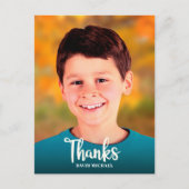 Bar Mitzvah Foto Bold Modernes Drehbuch Vielen Dan Postkarte (Vorderseite)