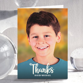 Bar Mitzvah Foto Einfaches, feines, modernes Skrip Dankeskarte