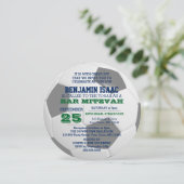 Bar Mitzvah Foto Einladung Fußball Ball Runde (Stehend Vorderseite)