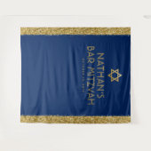 Bar Mitzvah Foto Hintergrund Blue Gold Wandteppich (Vorderseite (Horizontal))