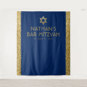 Bar Mitzvah Foto Hintergrund Blue Gold Wandteppich (Vorderseite)