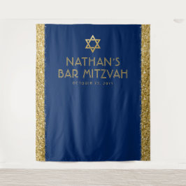 Bar Mitzvah Foto Hintergrund Blue Gold Wandteppich
