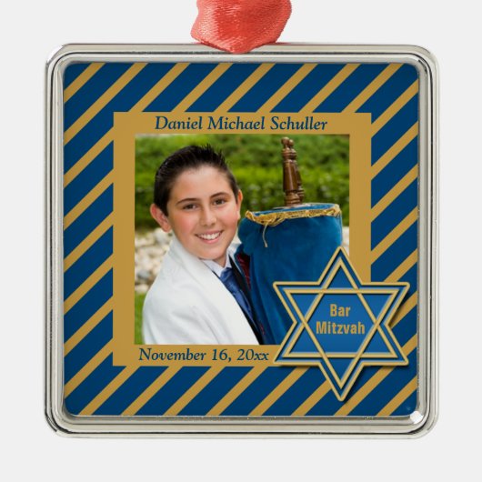 Bar Mitzvah Foto Keepake Metal Ornament Aus Metall (Vorne)