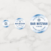 Bar Mitzvah Foto Moderne Navy Typografie Blue Foil Konfetti (Rückseiten)