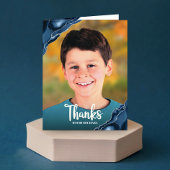 Bar Mitzvah Foto Navy Blue Agate Modern Script Dankeskarte