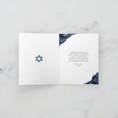 Bar Mitzvah Foto Navy Blue Agate Modern Script Dankeskarte (Innenseite)
