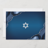 Bar Mitzvah Foto Navy Blue Ombre Agate Script Einladung (Rückseite)