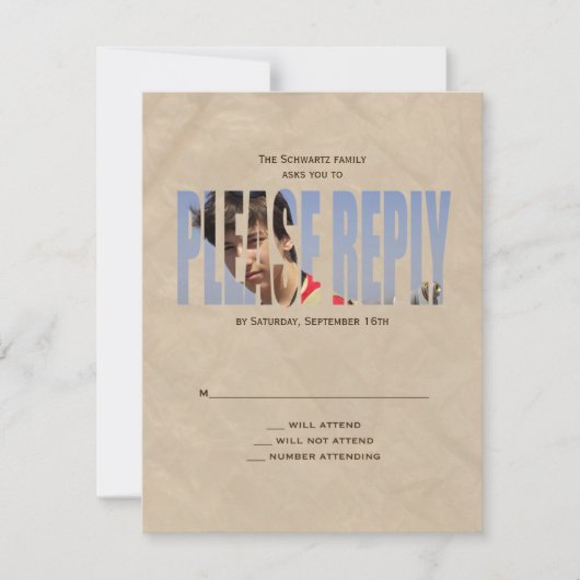 Bar Mitzvah Foto UAWG Replik Karte in Tan (Vorderseite)