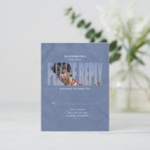 Bar Mitzvah Foto UAWG Reply Card in Blau RSVP Karte (Stehend Vorderseite)