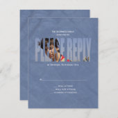 Bar Mitzvah Foto UAWG Reply Card in Blau RSVP Karte (Vorne/Hinten)