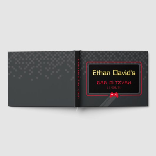 BAR MITZVAH Gamer cooler trendiger Rot Gästebuch (Voll)