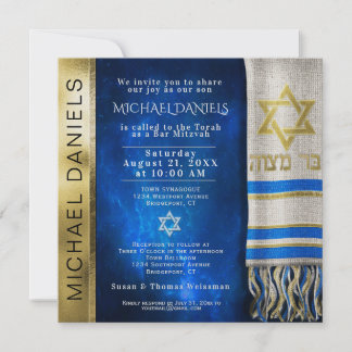 Bar Mitzvah Gebet Shawl Einladung