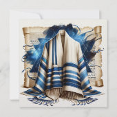 Bar Mitzvah Gebet Shawl Scroll Einladung (Rückseite)